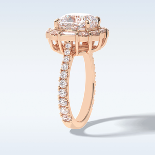 Elegant 4.02 CT Halo & Pave Engagement Ring Featuring Cushion Moissanite