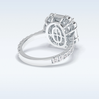 Elegant 4.02 CT Halo & Pave Engagement Ring Featuring Cushion Moissanite