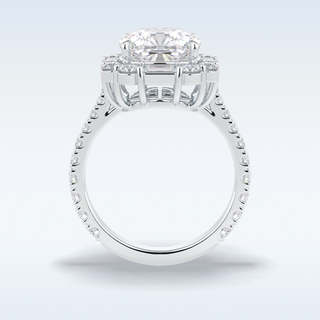 Elegant 4.02 CT Halo & Pave Engagement Ring Featuring Cushion Moissanite