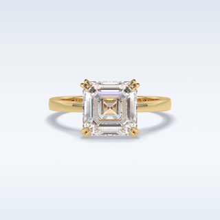 Minimalist 3.03  CT Solitaire Engagement Ring Featuring Asscher Moissanite