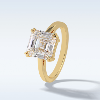 Minimalist 3.03  CT Solitaire Engagement Ring Featuring Asscher Moissanite