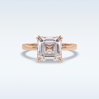 Minimalist 3.03  CT Solitaire Engagement Ring Featuring Asscher Moissanite