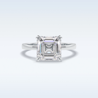 Minimalist 3.03  CT Solitaire Engagement Ring Featuring Asscher Moissanite