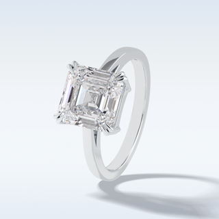 Minimalist 3.03  CT Solitaire Engagement Ring Featuring Asscher Moissanite