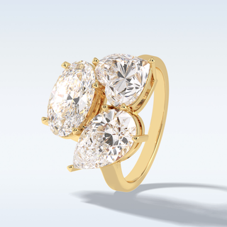 Elegant 5.98 CT Three Stone Engagement Ring Featuring Oval, Pear & Heart Moissanite 13