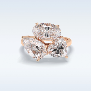 Elegant 5.98 CT Three Stone Engagement Ring Featuring Oval, Pear & Heart Moissanite 15