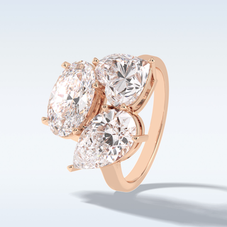 Elegant 5.98 CT Three Stone Engagement Ring Featuring Oval, Pear & Heart Moissanite 20