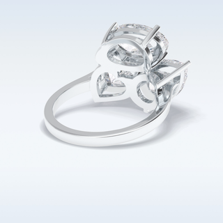 Elegant 5.98 CT Three Stone Engagement Ring Featuring Oval, Pear & Heart Moissanite 2