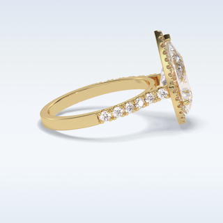 Elegant 3.07 CT Halo & Pave Engagement Ring Featuring Pear Moissanite