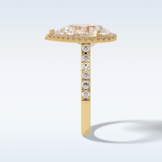 Elegant 3.07 CT Halo & Pave Engagement Ring Featuring Pear Moissanite
