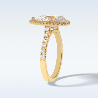 Elegant 3.07 CT Halo & Pave Engagement Ring Featuring Pear Moissanite
