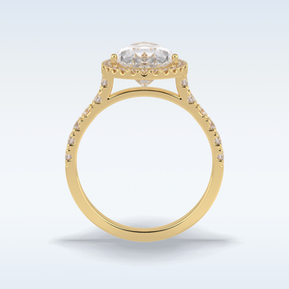 Elegant 3.07 CT Halo & Pave Engagement Ring Featuring Pear Moissanite