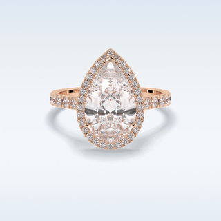 Elegant 3.07 CT Halo & Pave Engagement Ring Featuring Pear Moissanite