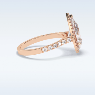 Elegant 3.07 CT Halo & Pave Engagement Ring Featuring Pear Moissanite