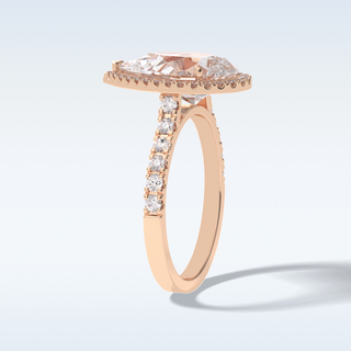 Elegant 3.07 CT Halo & Pave Engagement Ring Featuring Pear Moissanite
