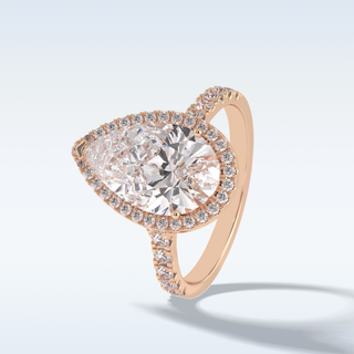 Elegant 3.07 CT Halo & Pave Engagement Ring Featuring Pear Moissanite