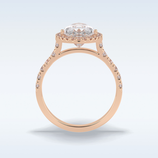 Elegant 3.07 CT Halo & Pave Engagement Ring Featuring Pear Moissanite