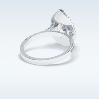 Elegant 3.07 CT Halo & Pave Engagement Ring Featuring Pear Moissanite