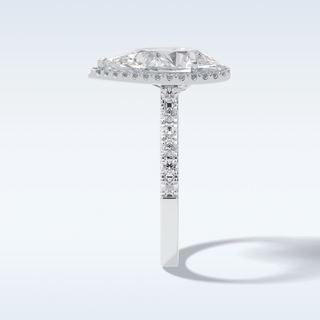 Elegant 3.07 CT Halo & Pave Engagement Ring Featuring Pear Moissanite