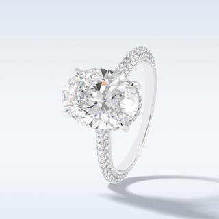 3.06 CT Pave Engagement Ring Featuring Oval Moissanite