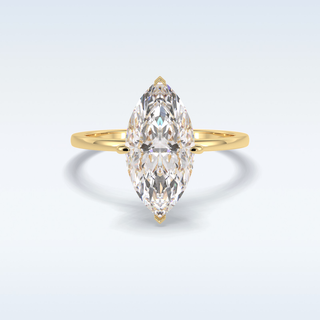 Minimalist 2.97 CT Solitaire Engagement Ring Featuring Marquise Moissanite