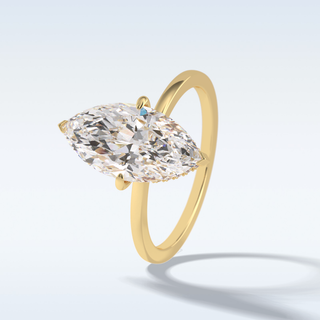 Minimalist 2.97 CT Solitaire Engagement Ring Featuring Marquise Moissanite