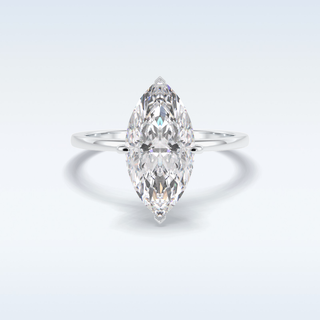 Minimalist 2.97 CT Solitaire Engagement Ring Featuring Marquise Moissanite