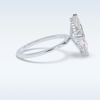 Minimalist 2.97 CT Solitaire Engagement Ring Featuring Marquise Moissanite