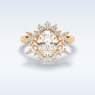 Elegant 2.01 CT Halo & Pave Engagement Ring Featuring Oval Moissanite