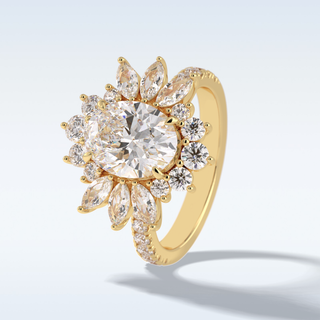 Elegant 2.01 CT Halo & Pave Engagement Ring Featuring Oval Moissanite