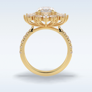 Elegant 2.01 CT Halo & Pave Engagement Ring Featuring Oval Moissanite