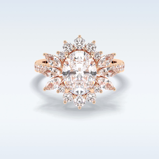 Elegant 2.01 CT Halo & Pave Engagement Ring Featuring Oval Moissanite