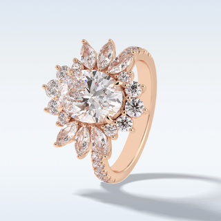 Elegant 2.01 CT Halo & Pave Engagement Ring Featuring Oval Moissanite