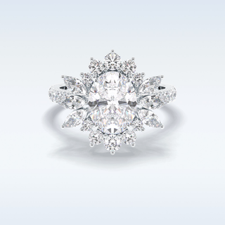 Elegant 2.01 CT Halo & Pave Engagement Ring Featuring Oval Moissanite