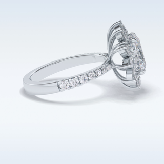 Elegant 2.01 CT Halo & Pave Engagement Ring Featuring Oval Moissanite