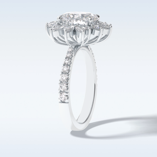 Elegant 2.01 CT Halo & Pave Engagement Ring Featuring Oval Moissanite