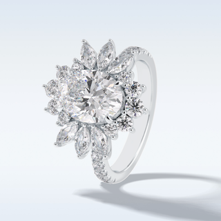 Elegant 2.01 CT Halo & Pave Engagement Ring Featuring Oval Moissanite