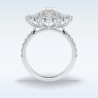 Elegant 2.01 CT Halo & Pave Engagement Ring Featuring Oval Moissanite