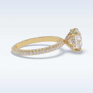 Elegant 2.5 CT Pave & Hidden Halo Engagement Ring Featuring Round Moissanite