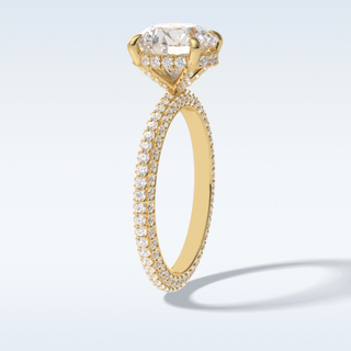 Elegant 2.5 CT Pave & Hidden Halo Engagement Ring Featuring Round Moissanite