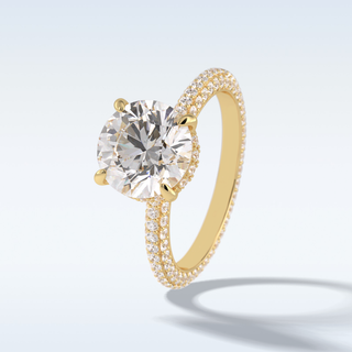Elegant 2.5 CT Pave & Hidden Halo Engagement Ring Featuring Round Moissanite