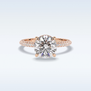Elegant 2.5 CT Pave & Hidden Halo Engagement Ring Featuring Round Moissanite