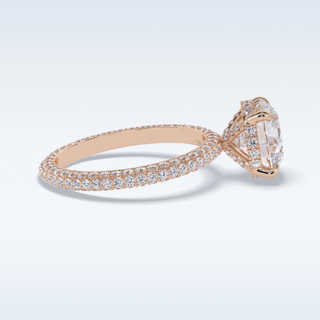Elegant 2.5 CT Pave & Hidden Halo Engagement Ring Featuring Round Moissanite