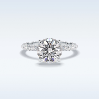 Elegant 2.5 CT Pave & Hidden Halo Engagement Ring Featuring Round Moissanite