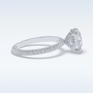 Elegant 2.5 CT Pave & Hidden Halo Engagement Ring Featuring Round Moissanite