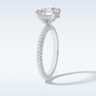 Elegant 2.5 CT Pave & Hidden Halo Engagement Ring Featuring Round Moissanite