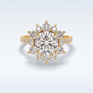 Elegant 2.5 CT Halo & Pave Engagement Ring Featuring Round Moissanite