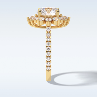 Elegant 2.5 CT Halo & Pave Engagement Ring Featuring Round Moissanite