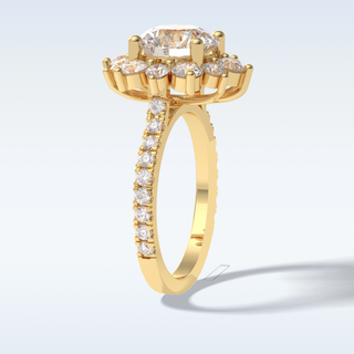 Elegant 2.5 CT Halo & Pave Engagement Ring Featuring Round Moissanite