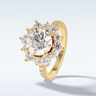 Elegant 2.5 CT Halo & Pave Engagement Ring Featuring Round Moissanite